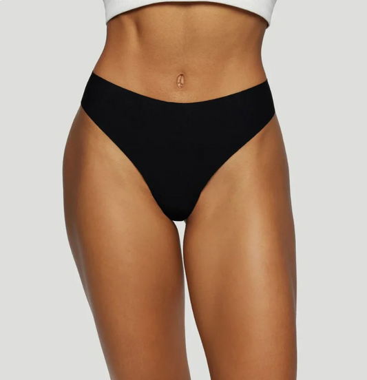 Nahtlose Mid-Waist-Tangas Schwarz (3er-Set)